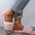 thumbnail image 6 of Lovskoo 2024 Fuzzy Slippers for Women Open Toe Warm Cute Fleece Soft Soled Cotton Shoes House Slippers for Women Indoor Pink, 6 of 9
