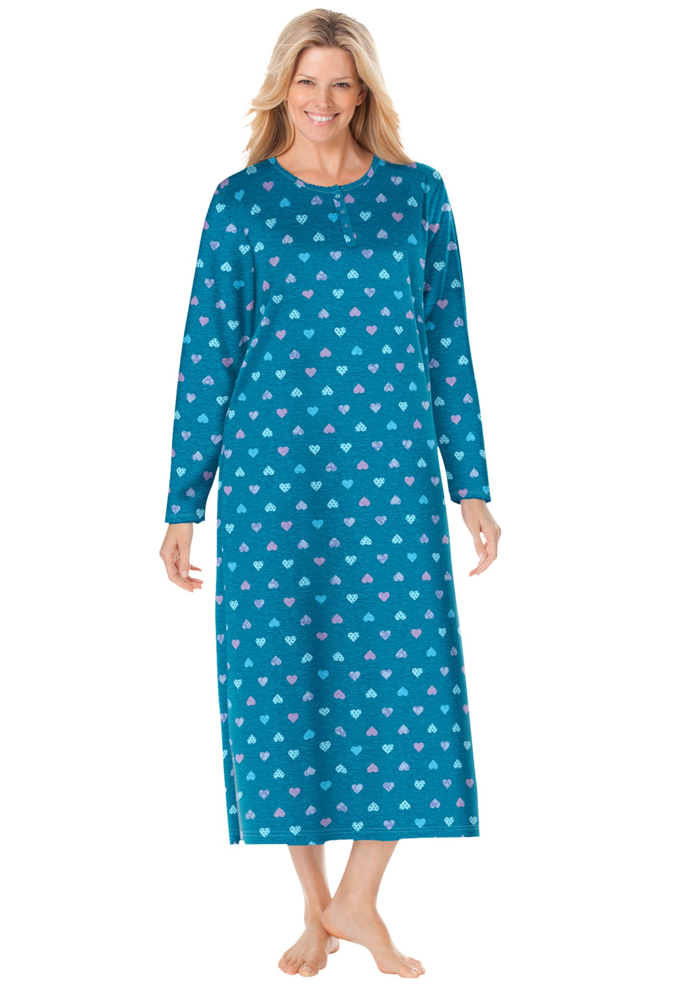 Women's Plus Size 2-Pack Long Henley Sleepshirt Nightgown Dreams & Co
