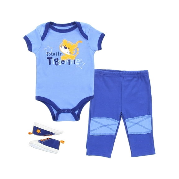 Buster Brown Baby Boys' 3 Piece Creeper, Pants and Sneakers Set