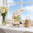 thumbnail image 4 of NIUBWJL Wooden Decorative Piece For Easter Party Cute Bunny Riding With A Basket Animals Figurine Wooden Ornament, 4 of 5