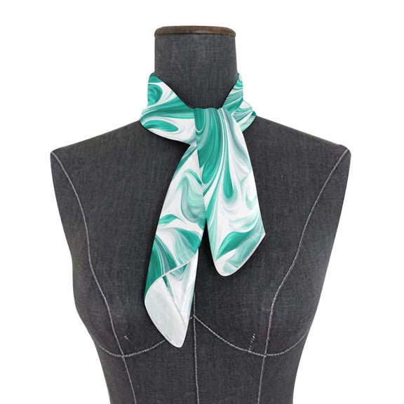 Square Scarf 24x24 Inch Jade Green Marble Pattern Silky Satin Sun Protection Neck Scarf for Women Multi-Purpose Head Wrap Bandana for Hair Bag Decoration