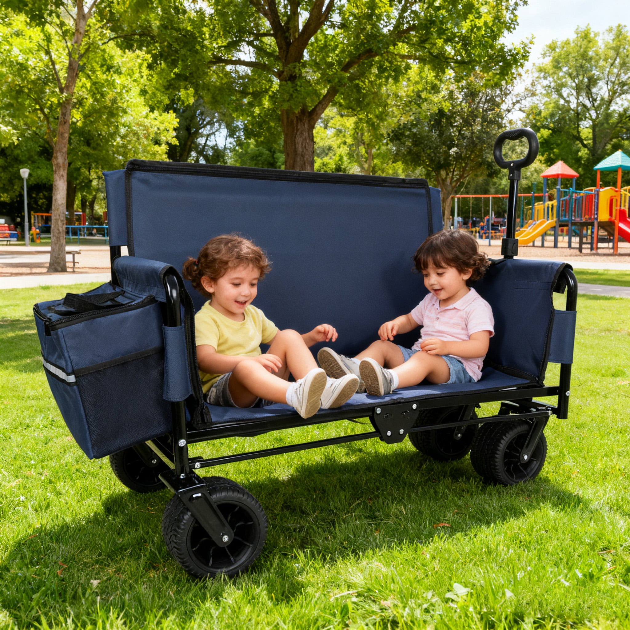 3-in-1 Convertible Wagon with Bench Seat, 500LBS Load Capacity, Patent-Protected Utility Cart for Camping & Outdoor Use
