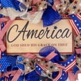 thumbnail image 5 of Northlight Stars and Stripes "America, God Shed His Grace on Thee" Patriotic Bow Wreath - 18", 5 of 7