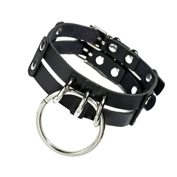 Gargantilla de cuero a la moda para hombre, collar hecho a mano, Collar redondo, collares ajustables, accesorio para fiesta en club nocturno Ropa, zapatos y accesorios Miscelánea Negro Tipo C Minnieouse AP014839-04