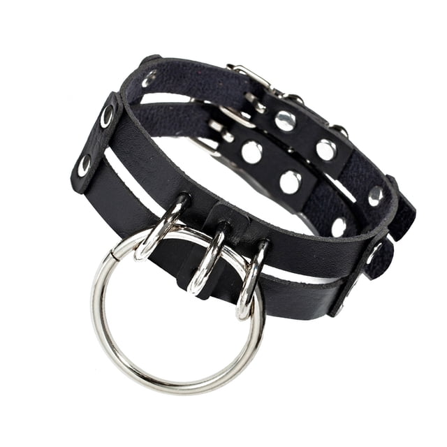 Gargantilla de cuero a la moda para hombre, collar hecho a mano, Collar redondo, collares ajustables, accesorio para fiesta en club nocturno Ropa, zapatos y accesorios Miscelánea Negro Tipo C Jumpingount AP014839-04