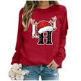 thumbnail image 2 of WEAIXIMIUNG Sweat-Shirt pour Femmes Tendance Imprimé de Noël Décontracté à Manches Longues Pull Col Rond Sweat à Capuche 1, 2 of 4