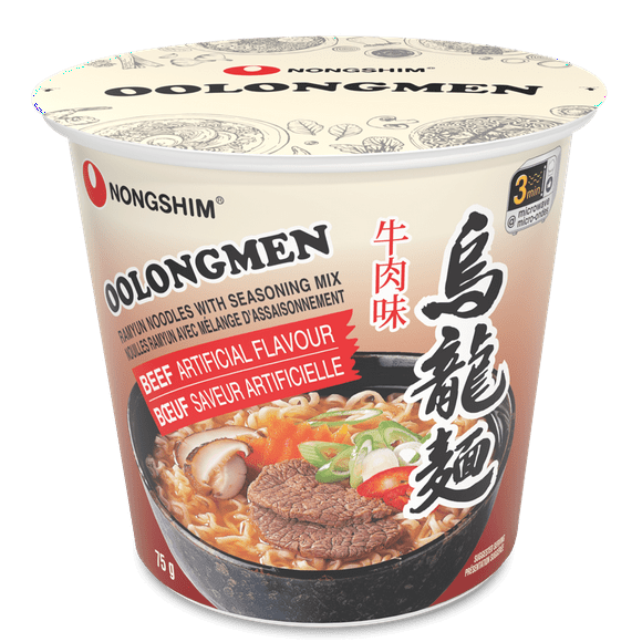 Nongshim Oolongmen Beef Cup Noodle Soup, 75g, Microwavable