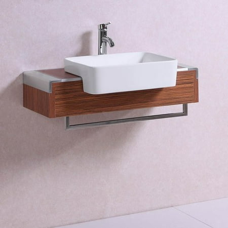 - Belvedere Bath Signature Series Wall Mounted Veneer 32'' Single Bathroom Vanity Set
