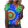thumbnail image 2 of Alllist Tie Dye Womens T Shirts Short Sleeve Shirts Crew Neck Tops for Women Trendy Blue,M, 2 of 6