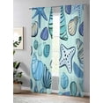 thumbnail image 4 of Ocean Creature Sheer Curtains 2 Panels Set Conch Blue Shell Sea Starfish Cartoon Lihgt Filtering Rod Pocket Voile Drape, Semi Sheer Window Curtains for Bedroom Living Room, 52"x96", 4 of 5