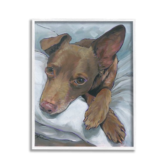 Stupell Industries Resting Dog Portrait Animals & Insects Painting White Framed Art Print Wall Art, 16 x 20