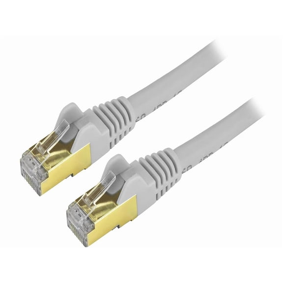 StarTech 10ft CAT6a Ethernet Cable - 10 Gigabit Shielded Snagless RJ45 100W PoE Patch Cord - 10GbE STP Network Cable with Strain Relief - Gray - UL, TIA (C6ASPAT10GR)