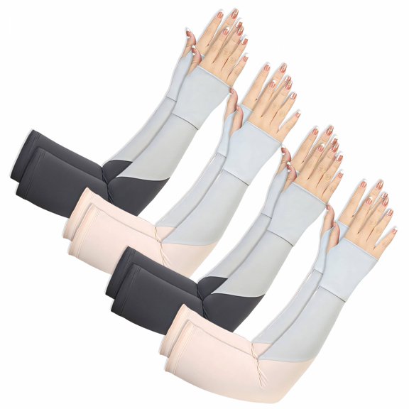 TELOLY 4Pairs Arm Sleeves,Comfort Elastic UPF50 Nylon Arm Sleeves for Women,Sun Effect 18.9" Arm Sleeve,Multicolor1