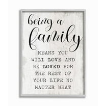 Stupell Industries Family is Being Loved Phrase Motivational Home Sentiments Framed Wall Art Design by Daphne Polselli, 11" x 14", Gray Framed