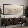 thumbnail image 3 of Large Framed Canvas Print Soft Foggy Pine Forest - Neutral Toned Minimalist NatureWall Art Decorative Ready to Hang Painting for Living room Bedroom 60x30 inches Black Frame, 3 of 9