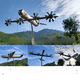 thumbnail image 1 of Molino de viento de aviones Bastión, artesanía de metal, decoración de patio, 1 of 2