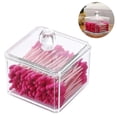 thumbnail image 1 of Dispensador de acrílico, contenedor cuadrado apilable para cosméticos con tapa, hisopos de algodón, almohadillas, bolas, soporte para joyas para tocador de baño, almacenamiento a prueba de polvo, 1 of 4