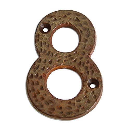 RCH Hardware Rust Finish Wrought Iron 3" Tall House Number 8, Hammered Rustic Country Style Matching Screws Included