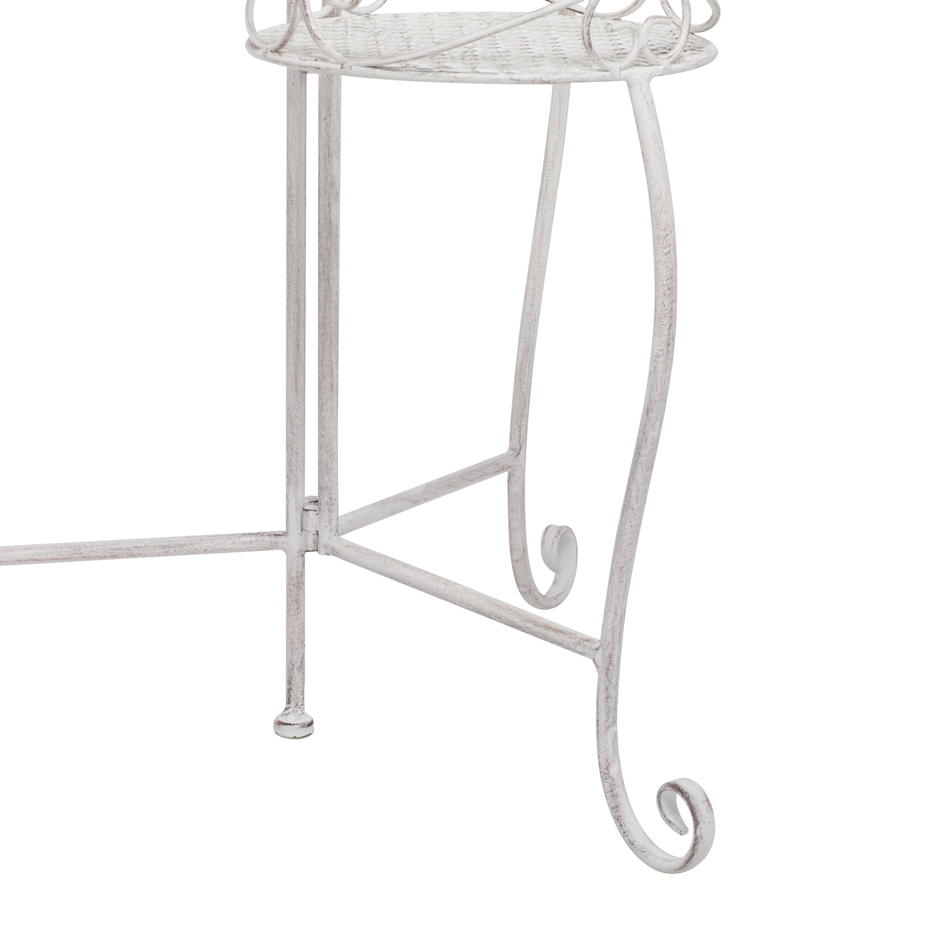 DecMode 21" x 19" x 23" 3 Tier White Metal Indoor Outdoor Scroll Plantstand