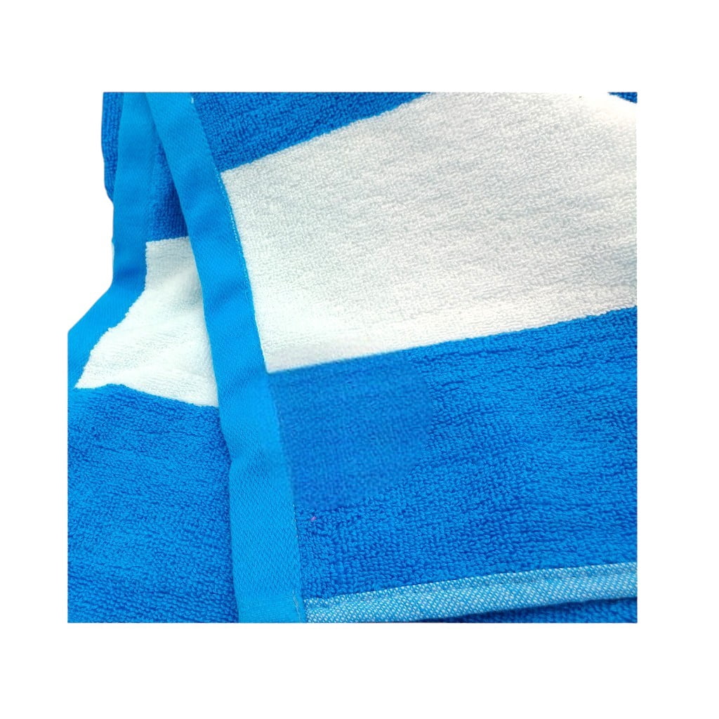 BY LORA Terry Cotton Cabana Towels, Aqua,White Color, Set of 4