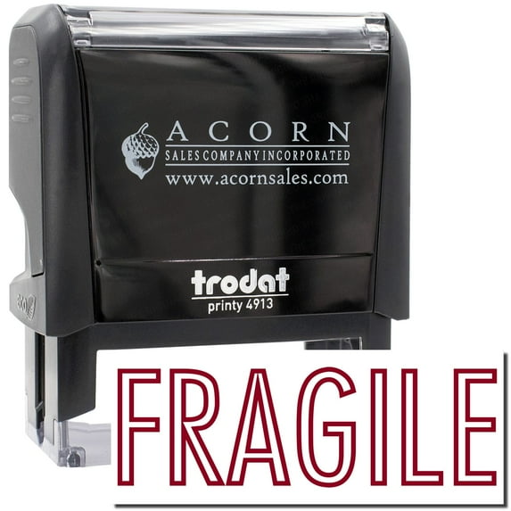 Large Self-Inking Fragile Stamp, Trodat Printy 4913, Press and Print Stamping, Impression Size 7/8" x 2-1/4", Up to 10,000 Impressions - Burgundy Ink