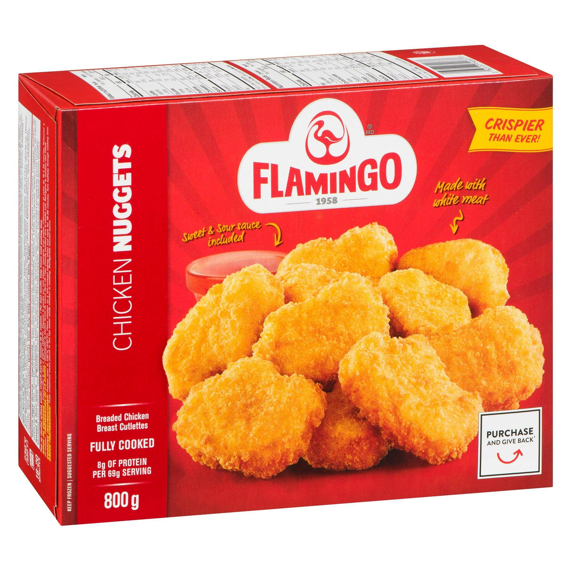 Flamingo pépites panées de poulet avec sauce aigre-douce entièrement cuites