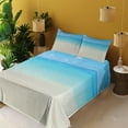 thumbnail image 3 of Ambesonne Tropical Fitted & Top Sheet Set with Shams, Carribean Sea Beach, Cream Navy, 3 of 5