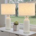 thumbnail image 4 of COTULIN 23" Modern Ceramic Table Lamps Set of 2 for Living Room, Bedroom, Farmhouse Vintage Desk Lamps with White Linen Shade, Rustic Bedside Lamps for Nightstand Home Office End Table Dorm, 4 of 8