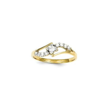 Solid 10k Yellow Gold CZ Cubic Zirconia Ring (2mm) - Size 4