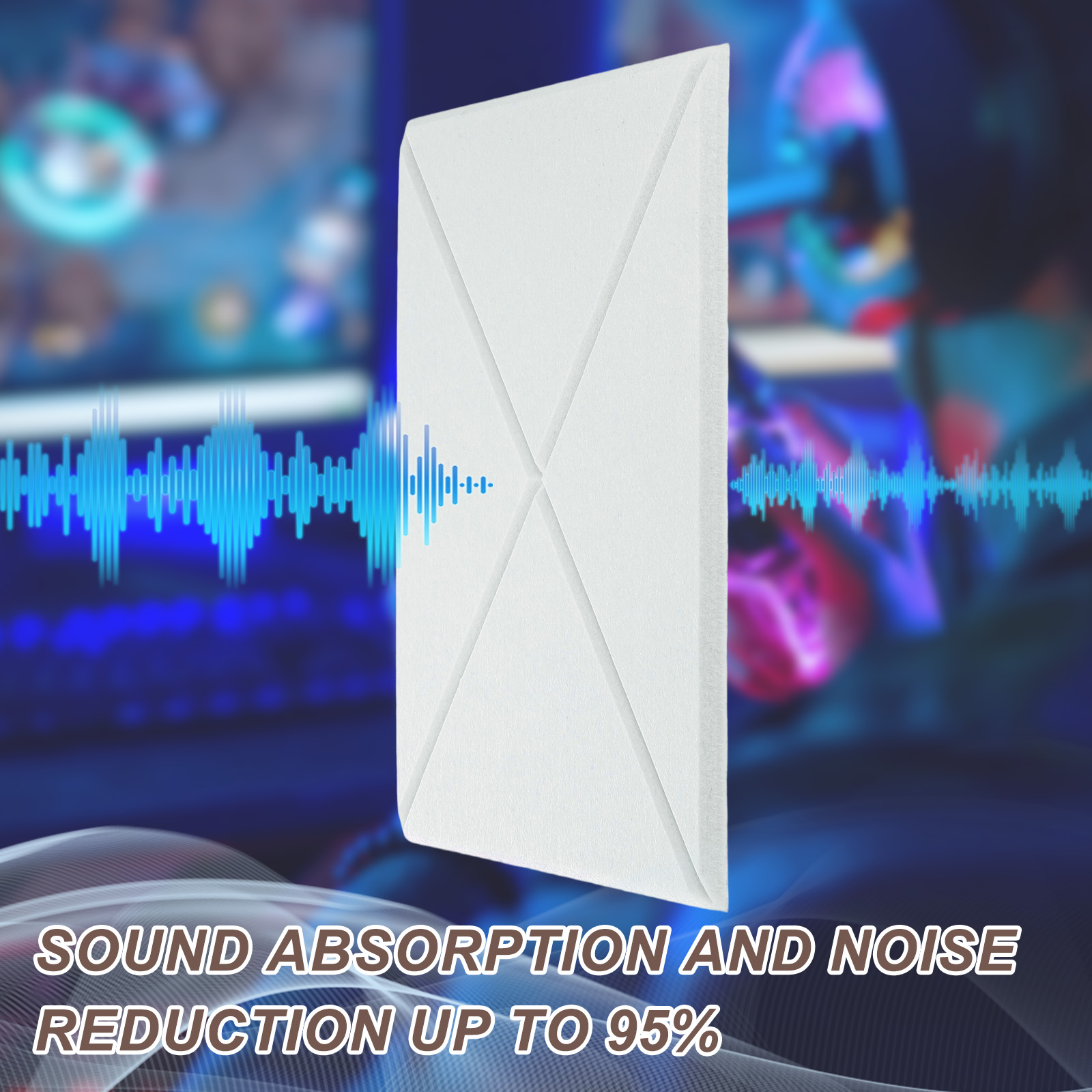 12pcs Adhesive Acoustic Panels Square High-Density Sound Proof Felt Self Stick Non-Slip Anti Vibration Pads Anti-Skid Noise 12 Inch Long x 0.39 Inch Thick, White