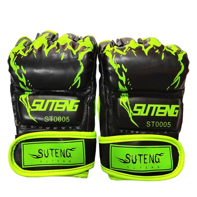Mitones de boxeo de medio dedo Mitones de boxeo de entrenamiento MMA Guantes de saco de boxeo tailandés Guantes de deportes al aire libre para Sanda Kickboxing Sparring Grapple Artes marciales Muay Th
