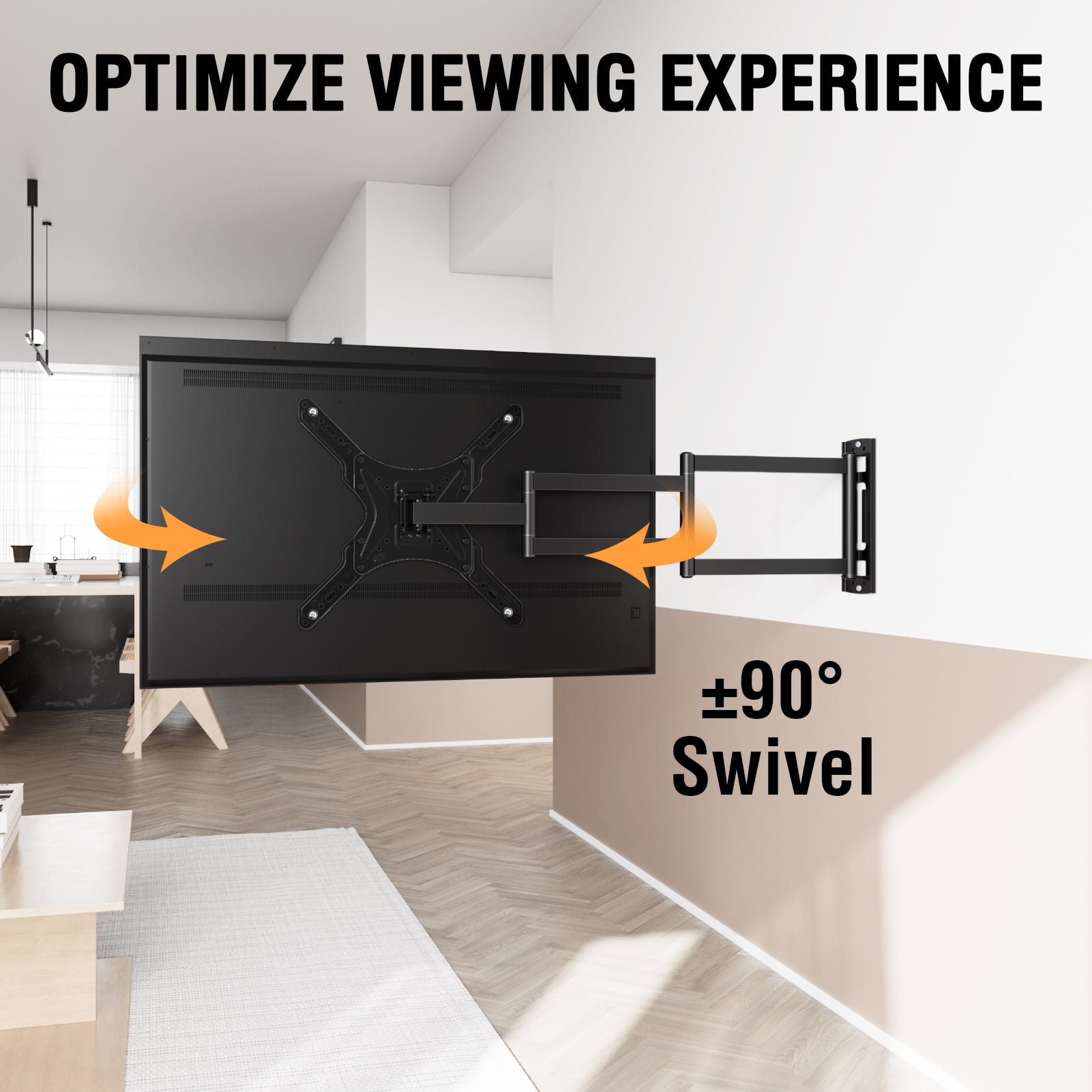 HOMOUNT Full Motion Long Arm TV Wall Mount for 26"-65"TVs, Corner TV Mount Bracket with 37.4" Extension Arm, Articulating Swivel Tilt Single Stud, Max 400x400mm, Holds up to 77 lbs