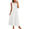 thumbnail image 2 of Uootdi Robes Maxi pour Femmes Col Rond Sans Manches Robes Amples avec Poches Décontractées Longues Robes d'Été pour la Plage Cadeau, 2 of 8