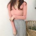 thumbnail image 2 of Mode Femmes Pull Solide V-Cou Manches Longues Tricot Pull Pull en Maille Slim, 2 of 2