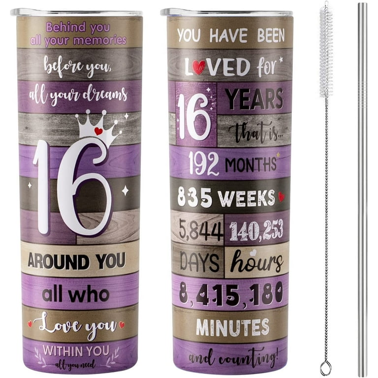 Sweet 16 Gifts for Girls Tumbler 1PC, 16 Year Old Girl Birthday Gift Ideas,  Gift for 16 Year Old Girl, 16th Birthday Gifts for Girls, Sweet Sixteen  Mug,16th Birthday Decoration Coffee Cup