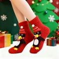 thumbnail image 6 of Red Penguin Knit Cute Floor Socks - Hand-Crocheted Winter Warm Socks, Festive Christmas Gift for Adults, Soft Fabric for Indoor Use, Adorable Red Penguin Design, Adds Fun to Winter Wear, G, 6 of 6