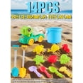 thumbnail image 1 of Portable Beach Set For Kids - Includes Foldable Bucket, Spade, Molds & Mesh with Toys Sand Seahorse Starf Bag. Fun, 1 of 8