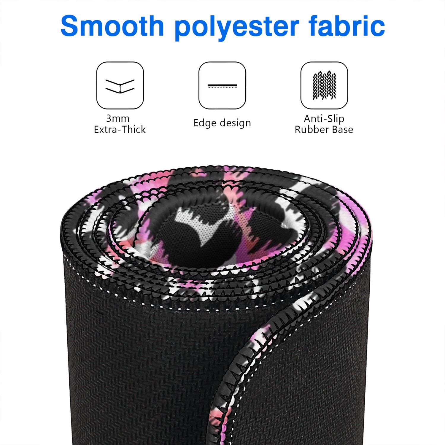 Long Mouse Pads for Desk,Pink Leopard Pattern Desk Mats on Top Of Desks, Desk Mouse Pad Extra Large with 3mm Non-Slip Base and Stitched Edge for Gaming,Office,Work,Home 47.3"x23.6"