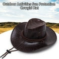 thumbnail image 3 of AYYUFE Cowboy Hat Adjustable Wide Brim Anti UV Breathable Outdoor Activities Sun Cowgirl Hat for Walking Gift, 3 of 6