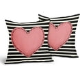 thumbnail image 2 of Valentines Day Pillow Covers 20X20 Inch Black White Stripes Pink Heart Decorative Square Pillow Cases Valentine''s Day Linen Throw Pillows Set of 2 Home Decor for Sofa Porch Couch Outdoor, 2 of 6