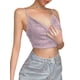 thumbnail image 3 of Txlixc Blusa de verano para mujeres, correas de espaguetis brillantes, negras cuello V de corte bajo para niñas Txlixc moda, 3 of 6