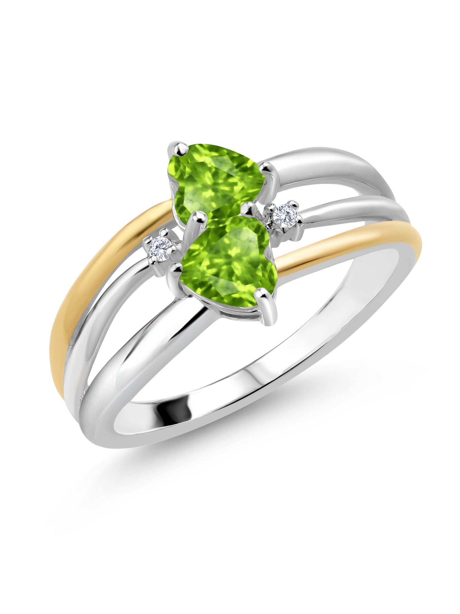 Wedding Engagement Ring 1.22 ct Genuine Peridot & Diamond 925 Sterling Silver 