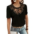 thumbnail image 2 of Women'S Short Sleeve Tunic Tank Tops Casual Lace Shirt Blouses Black M, 2 of 9
