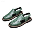 thumbnail image 2 of Domuza Men’s Crocodile Embossed Split Toe Back Strap Sandals, Slip On Closed Front Leather Casual Mule Sandals with Block Flat Sole for Daily Summer Wear Army Green 10 (EU-45), 2 of 4