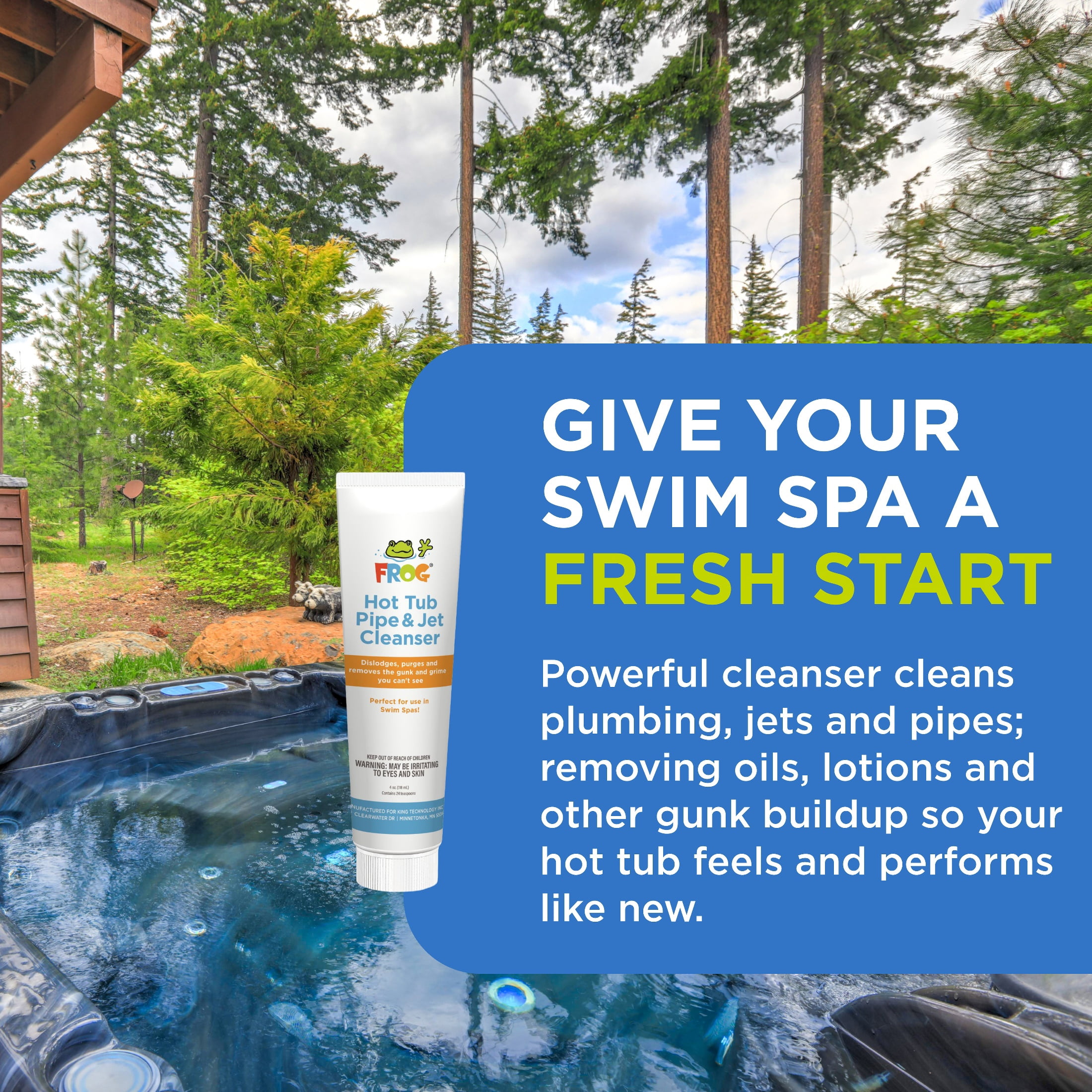 FROG Balancing Starter Kit and Pipe & Jet Cleanser for Hot Tubs and Swim Spas - pH, Total Alkalinity and Total Hardness Balancers with TruDose Measuring Caps - Multi Dose Purge Cleaner Tube