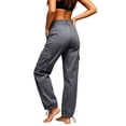 thumbnail image 4 of Levmjia Women's Cargo Pants High Waisted Straight Leg Utility Pants with Multi Pockets Adjustable Drawstring Ankle Cuffs Workwear Trousers for Outdoor, 4 of 4
