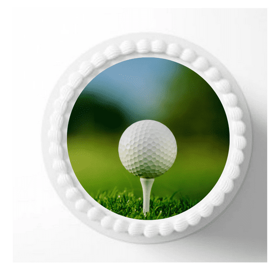 Golf Ball on Tee Edible Extra Large 8 x 10 Cake Decoration Topper Image