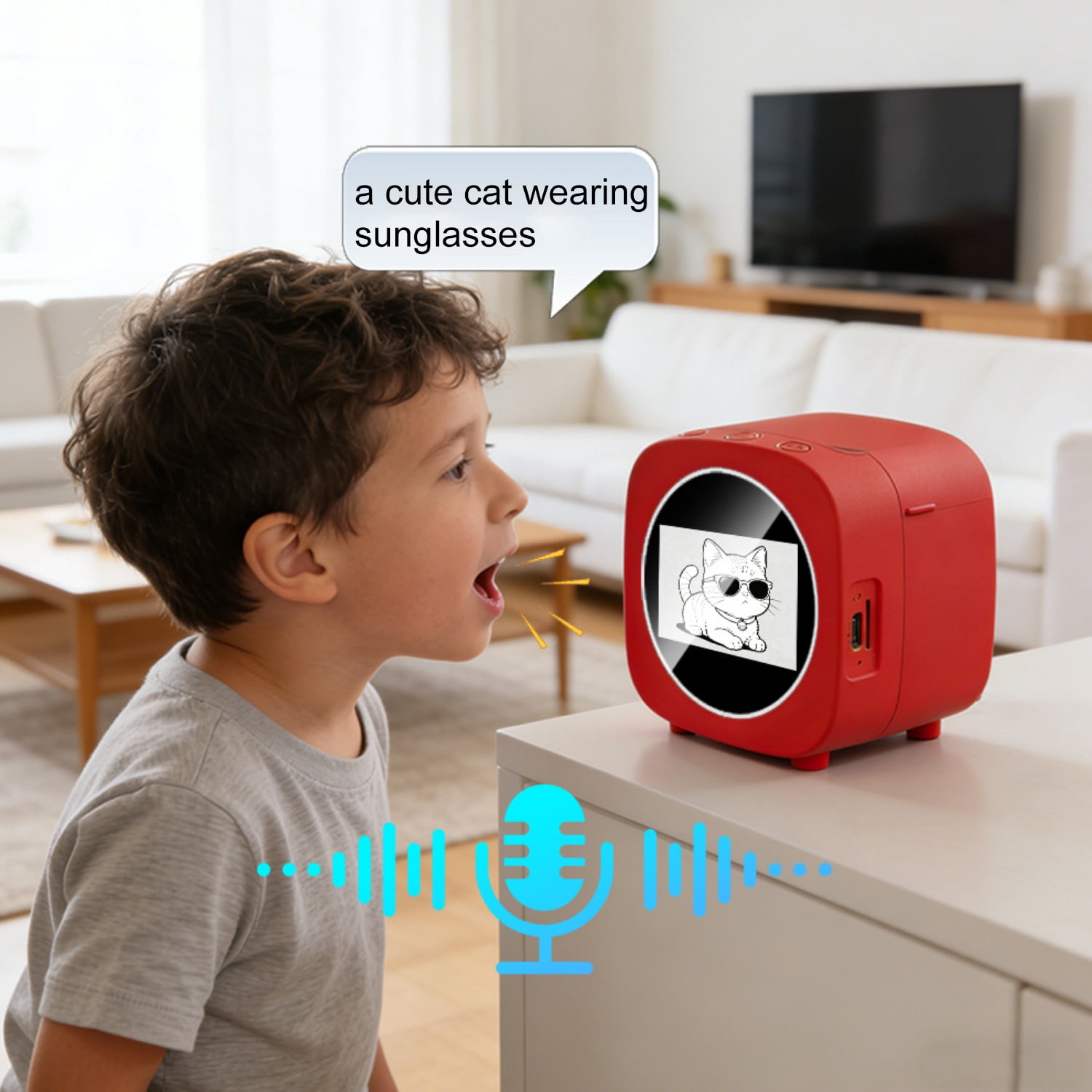 AI Voice Control Instant Thermal Printer, 2.4 Inch HD Screen Portable Mini Printer with 6 Art Styles, DIY Drawing Printer for Birthday Creative Gift,Red