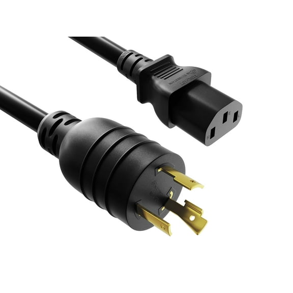 Cable Leader 6ft NEMA L6-20P to C13 Heavy-Duty Locking Power Cord 14 AWG, Black
