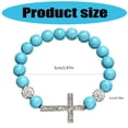 thumbnail image 3 of Stretchable Elastic Turquoise Stone Crucifix 10mm Beads Hand Chain Spiritual Jewelry For Daily Outfits, 3 of 8